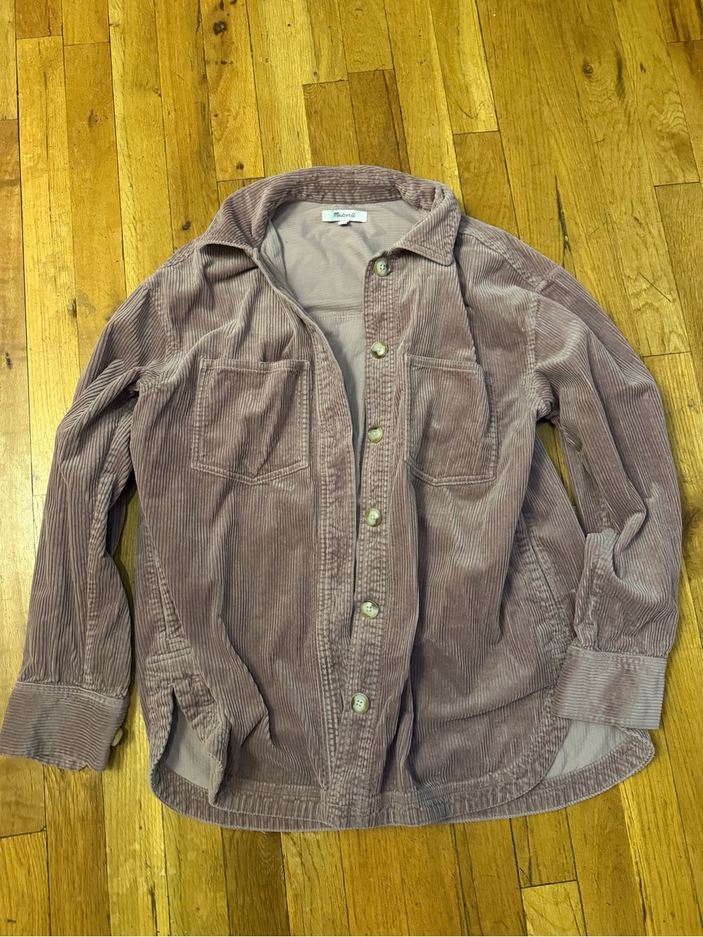 Madewell Corduroy Button-Up Shirt Jacket in Dusty Mauve XS